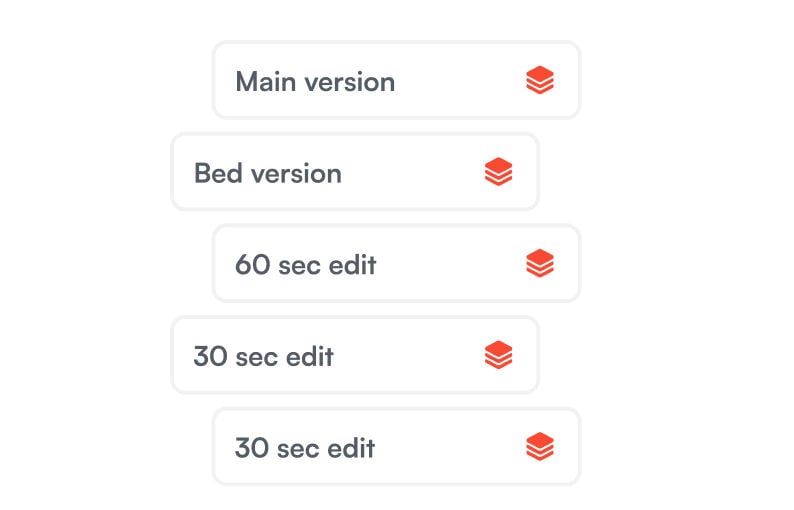 Main version, Bed version, 60 sec edit, 30 sec edit